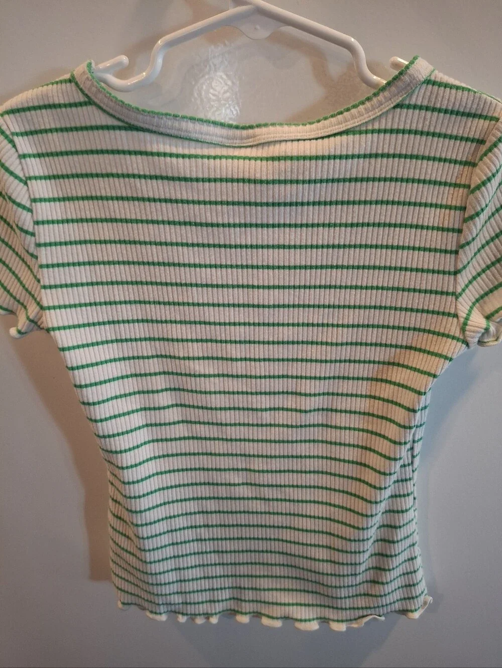 Old Navy White Tee with Green Stripes